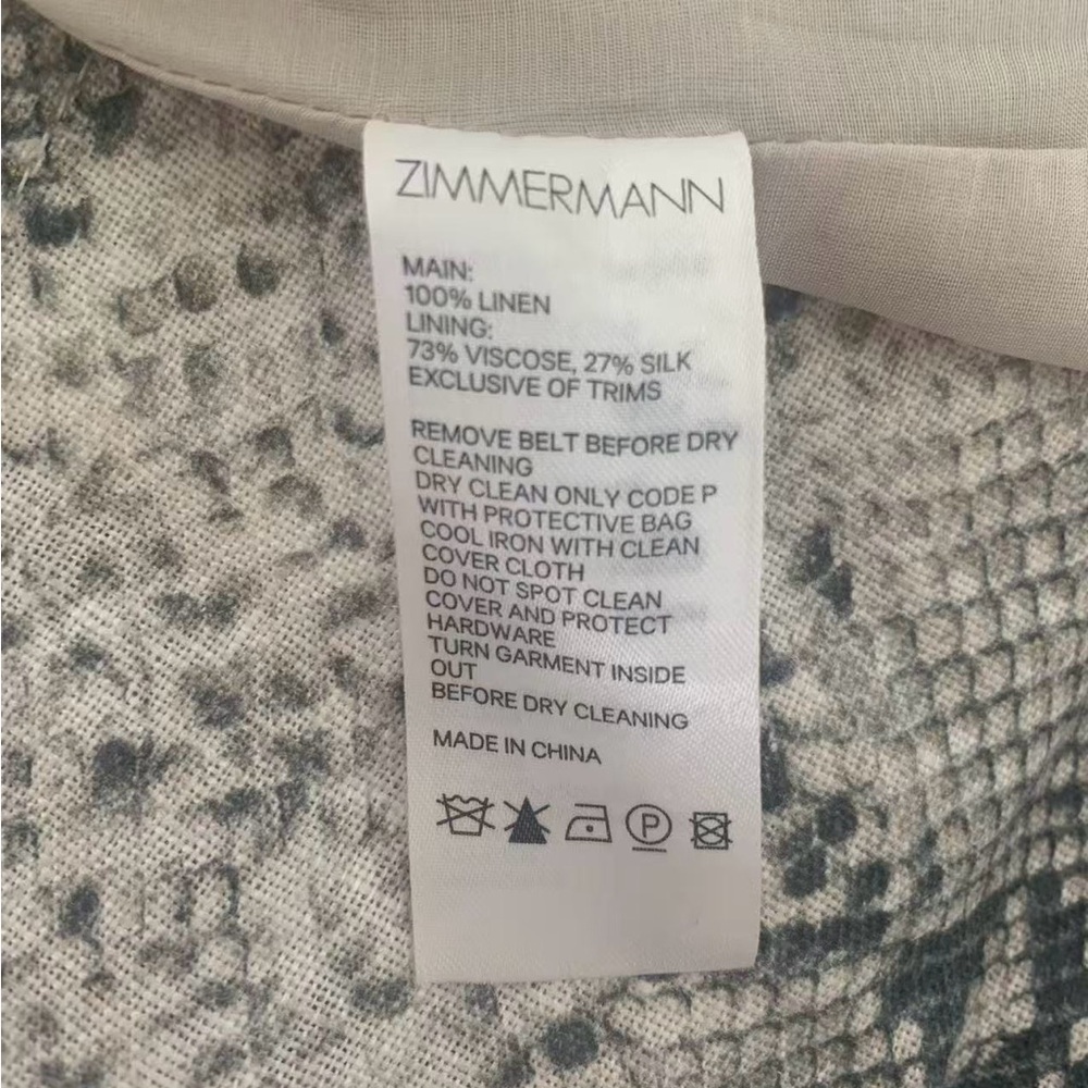 Zimmermann Corsage Python Print Linen Mini Dress - image 7